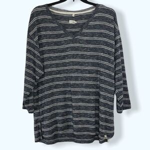 Lou & Grey Striped Navy Long Sleeve Top Sz XL